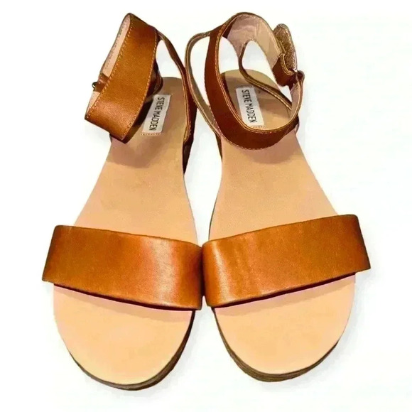 Steve Madden Women's Gaiya Cognac boho chic leather Platform Sandals size 8.5M - Picture 4 of 9